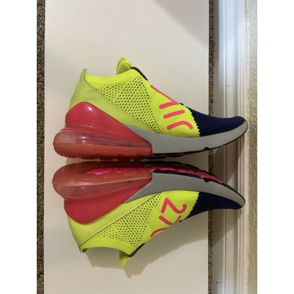 Nike Air Max 270 Flyknit Men’s Size 10.5 Regency Purple Volt Pink AO1023-501